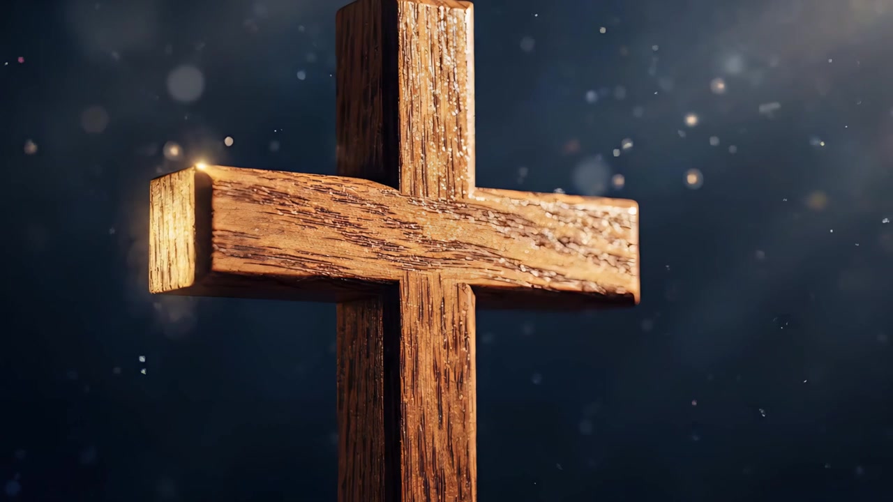 Christian Cross Heavenly Light Worship Background 4K