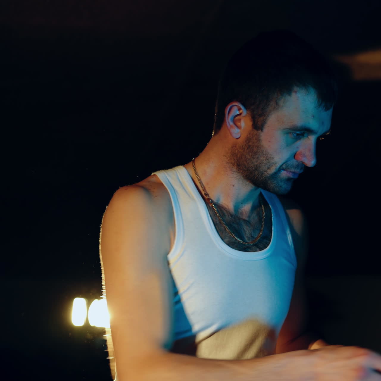 Drug dealer places packets with psychotropic drugs. Many types of drugs lay on the table in front of him. Criminal business Square video