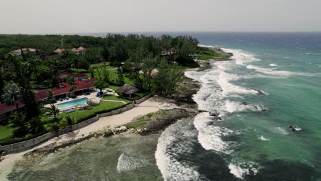 Waves-crashing-Amazing-drone-tropical-shot-of-blue-sky-turquoise-water-in-st