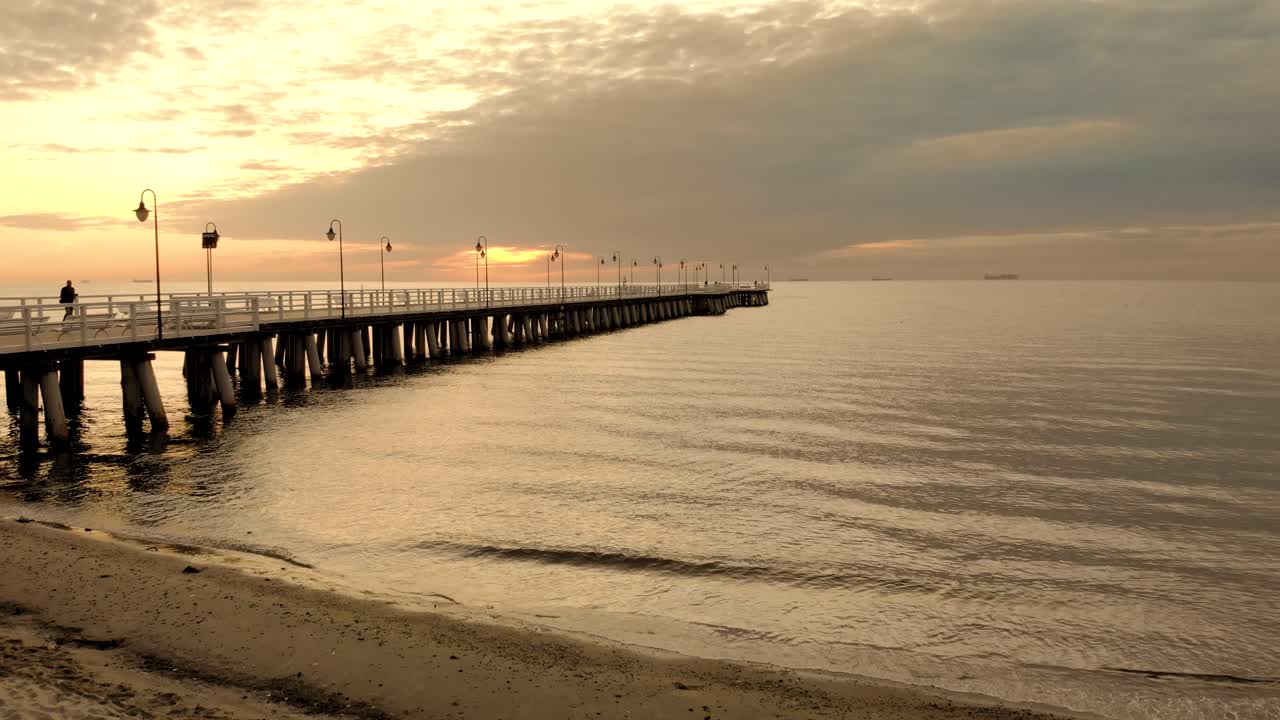 Beautiful aerial shot sunrise by the sea