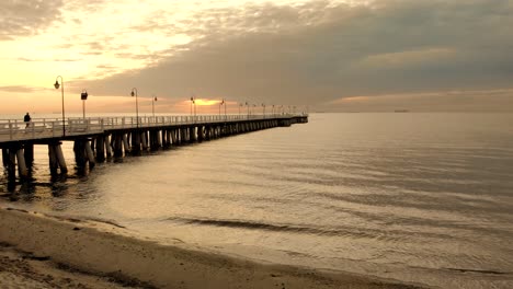 beautiful aerial shot sunrise by the sea