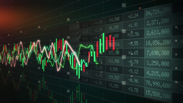 Gráfico do Mercado de Ações, Loop Animado, Vermelho e Verde 01