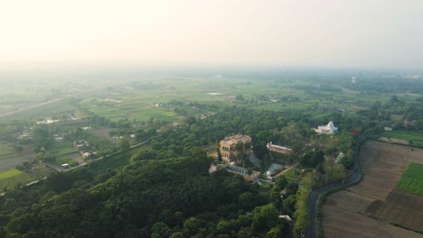 stunning aerial view of murshidabad’s monuments, highlighting the iconic hazarduari palace at sunset.