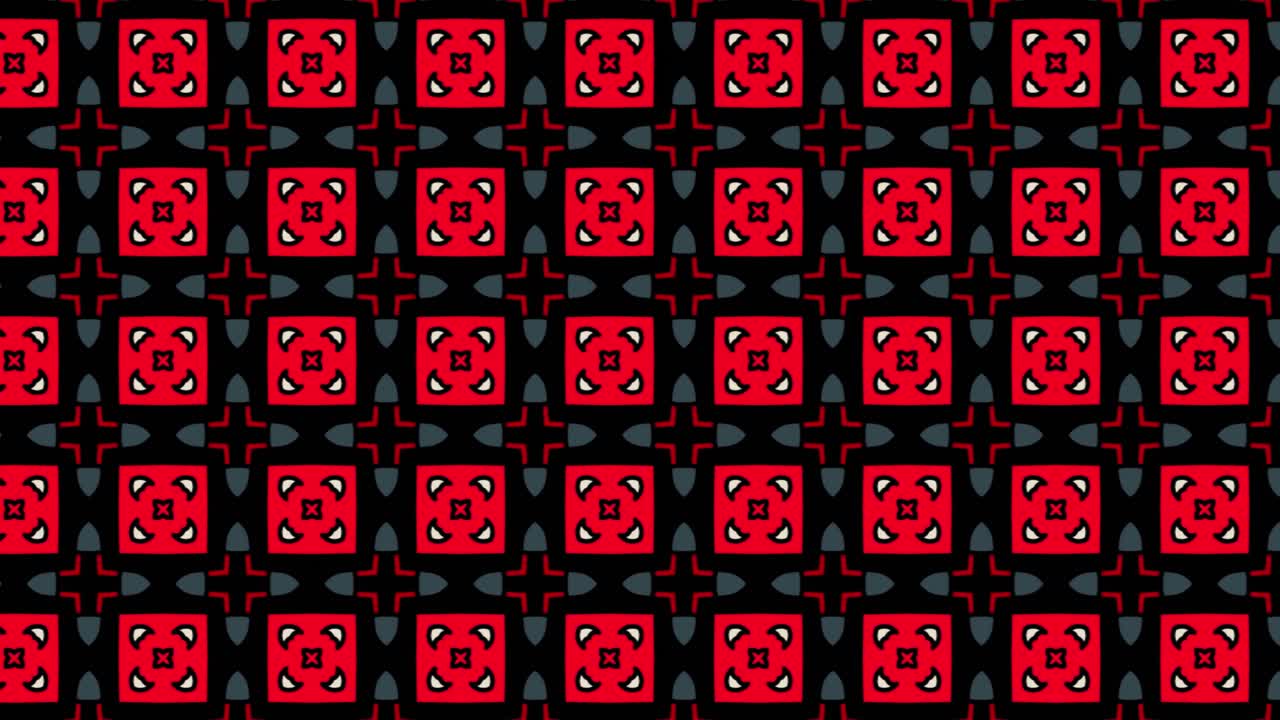 Un motivo continuo di quadrati colorati e forme floreali