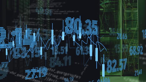 animation of financial data processing over computer servers