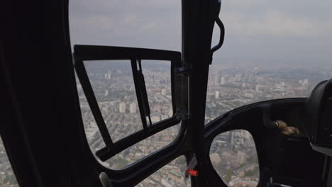 filming from inside a helicopter over london