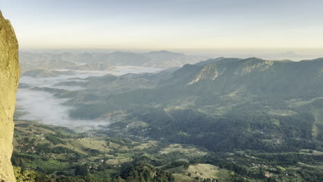 Picturesque-Morning-Mist-In-Quiet-Valley-Landscape-Establisher,-Brazil