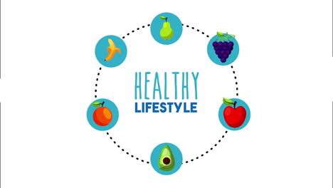 healthy lifestyle with set icons animation