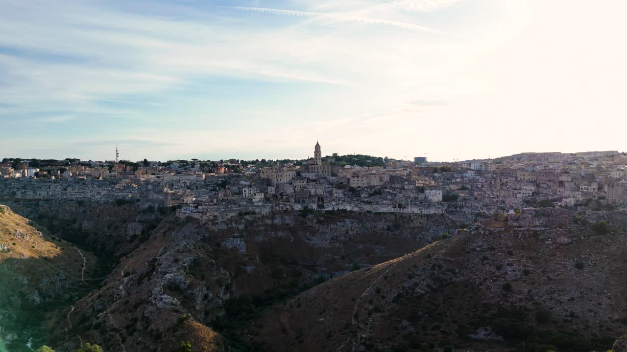 City of Matera, aerial drone view