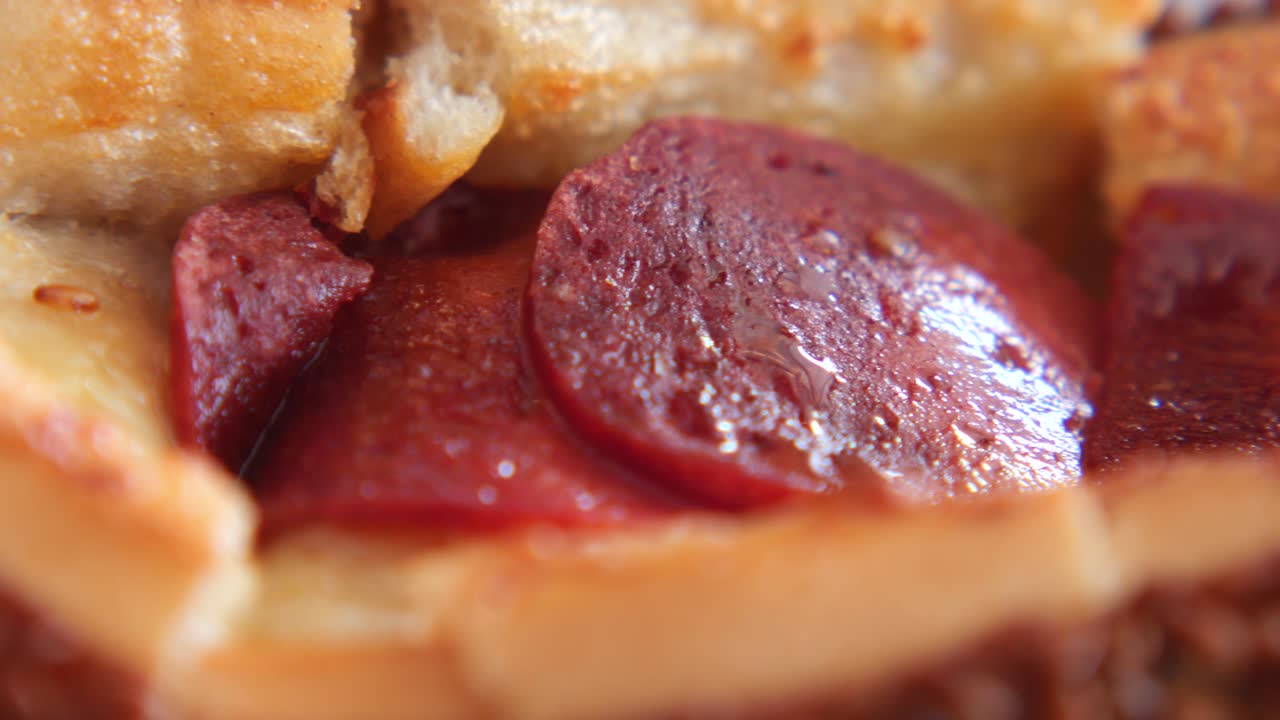 Close-up of a delicious pizza sandwich