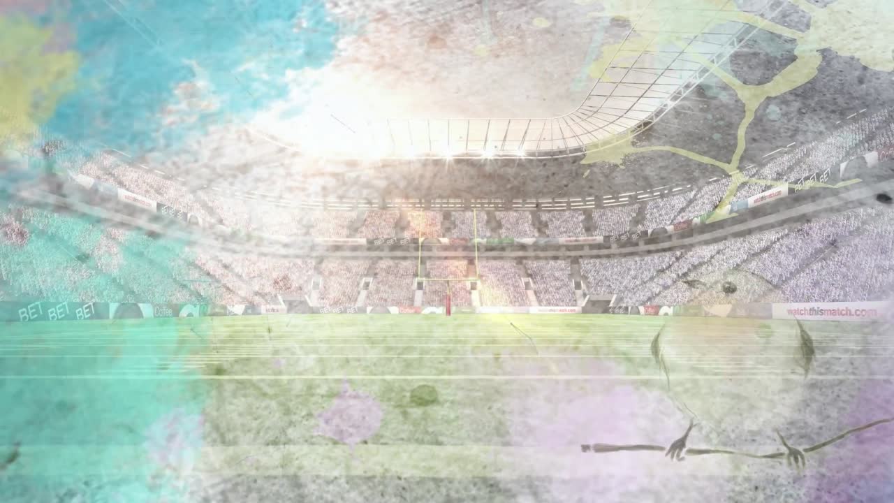 스포츠 경기장 위 에 있는 새 의 애니메이션