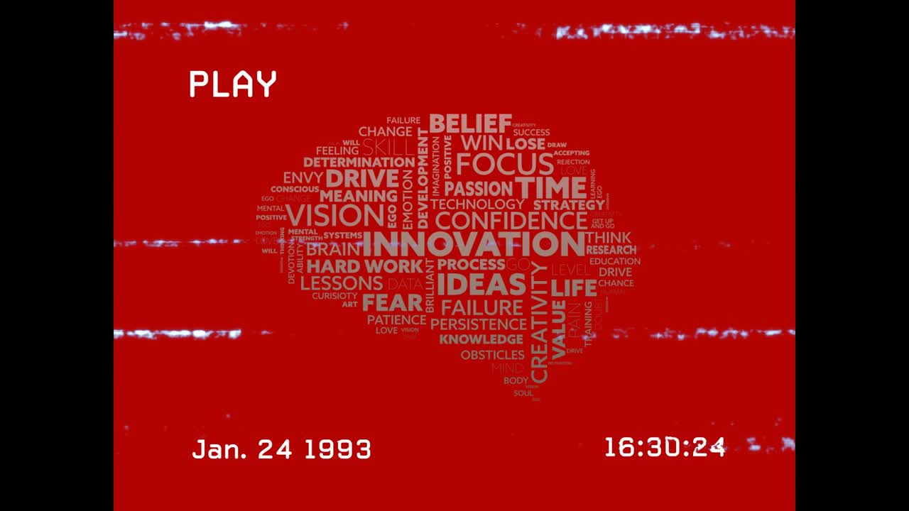 Animation of subscribe text over data processing on red background