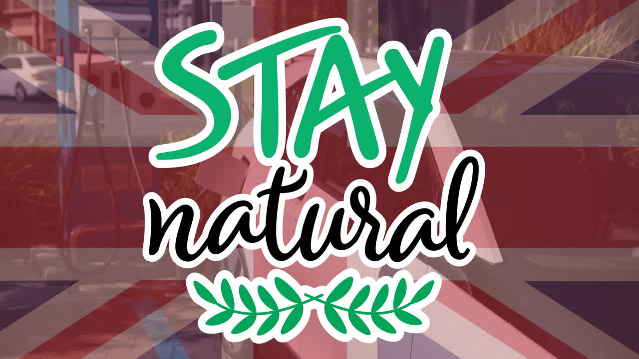 texto natural sobre la bandera de gran bretaña y la carga de coches eléctricos