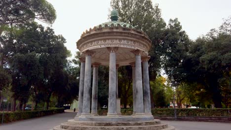 the temple of diana, a decorative monopteros, located in villa borghese, a huge park in central rome, italy