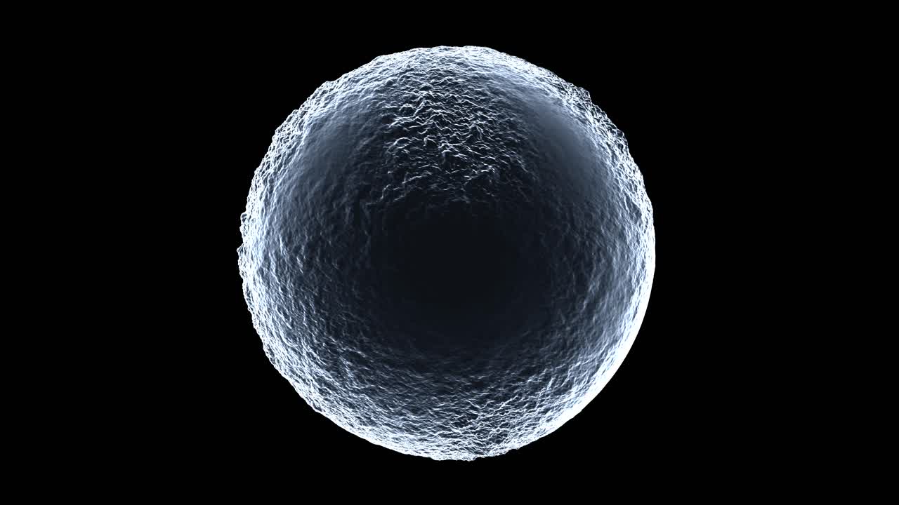 Abstract 3D Render of a Textured Blue Egg or Sphere on Black Background
