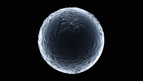 abstract 3d render of a textured blue egg or sphere on black background