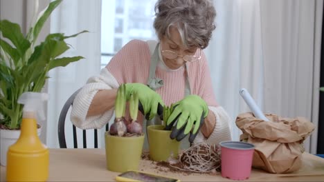 senior woman gardening at home