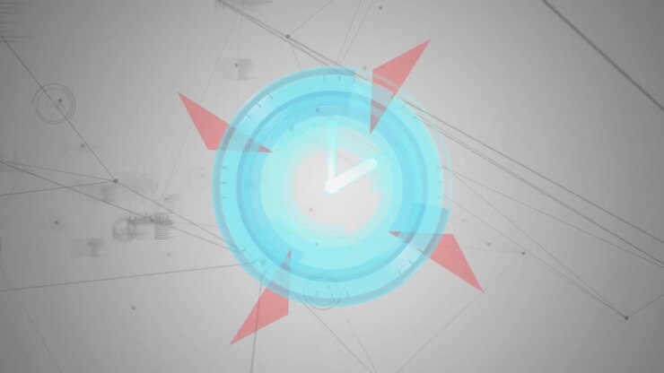 Animation of shapes and data processing on white background