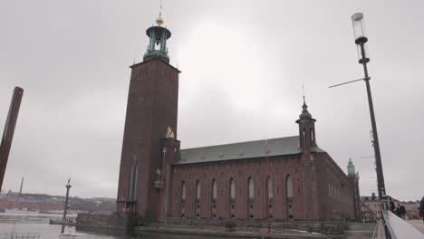 the famous waterfront city hall of stockholm municipality in stockholm, sweden