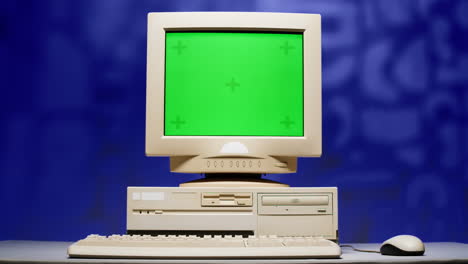 Vintage Computer with Green Screen