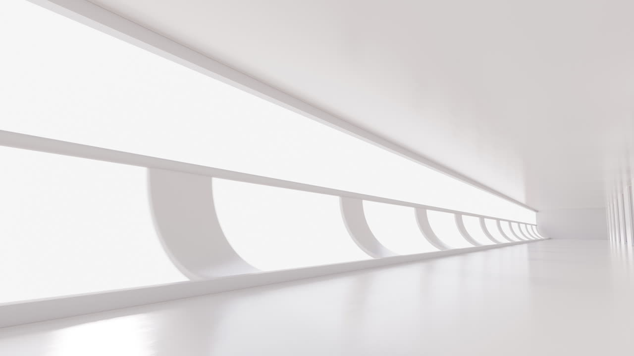 Empty white tunnel, 3d rendering.