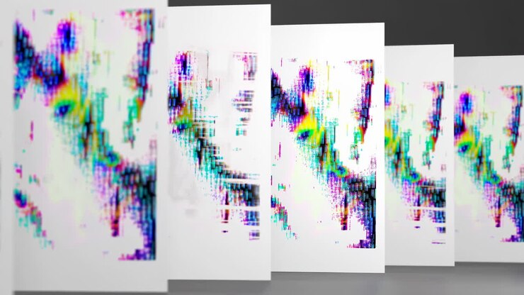 Farverig Digital Glitch-effekt På Abstrakte Paneler