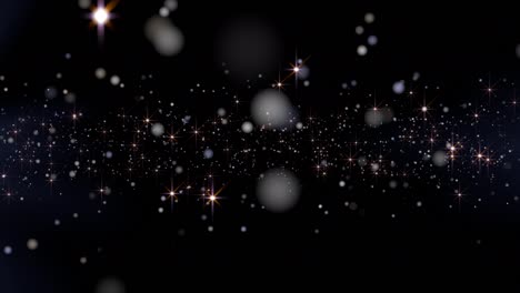particulas de brillo en el marco. partículas de bokeh y estrellas con espacio libre. animación de bucle