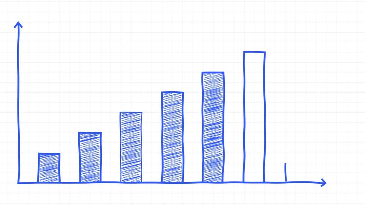 Ručně kreslený modrý graf infografiky