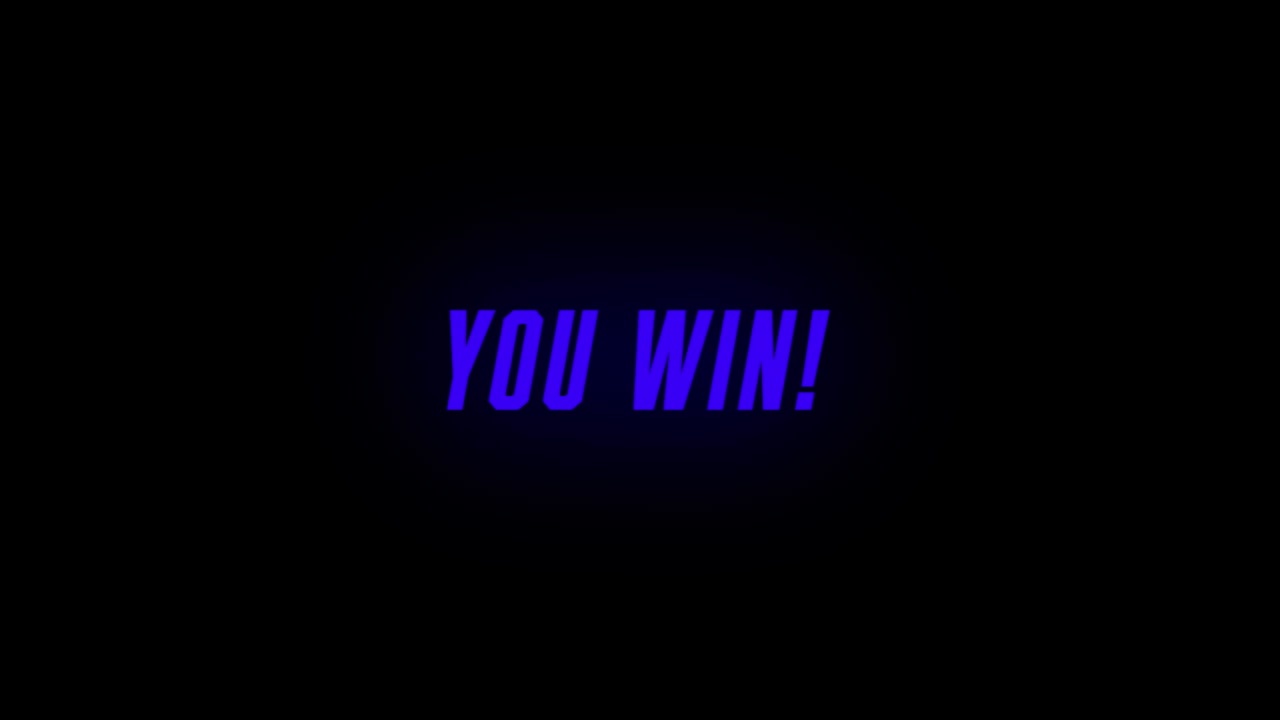 animación de usted ganar texto sobre formas en fondo negro