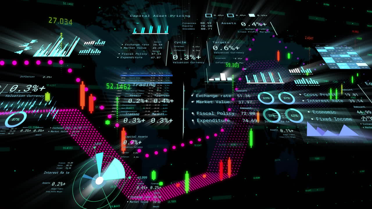 검은색 배경 위의 데이터 처리 애니메이션