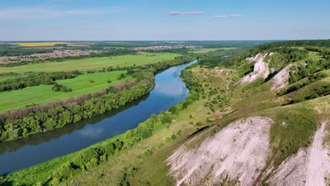 aerial view of river and valley landscape