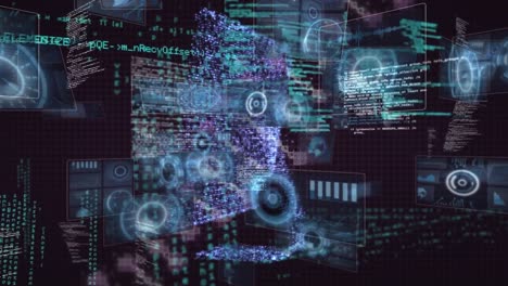 animación del procesamiento de datos sobre la cadena de adn