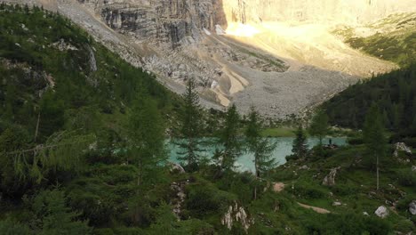 beautiful lake in italian dolomites