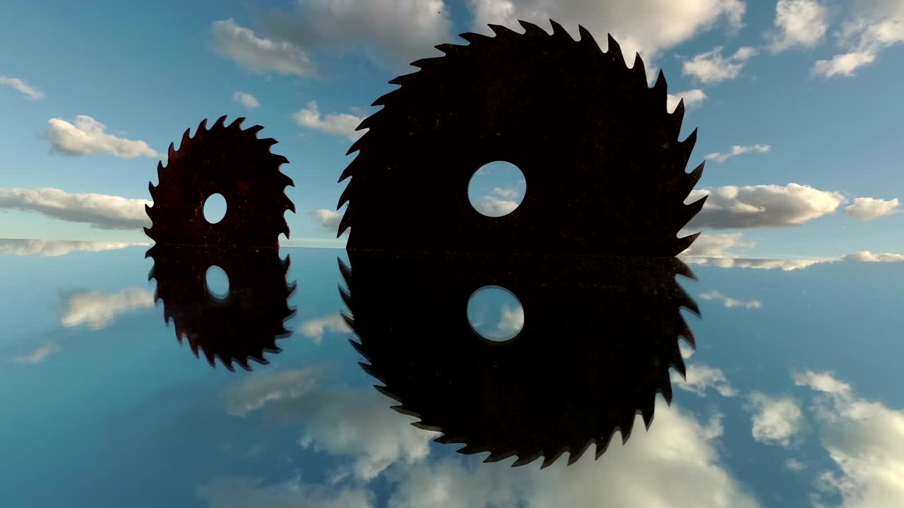 거울과 구름에 두 개의 녹은 원형 도자기, 시간 지연