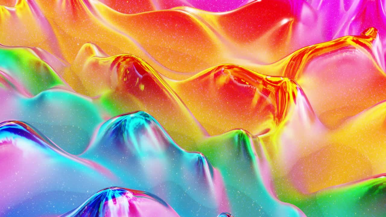 fondo abstracto en bucle. hermosa superficie ondulada iridescente de líquido con patrón, color de gradiente y ondas de flujo en él. arco iris brillante y fluido mate. bg creativo brillante con animación suave y suave.
