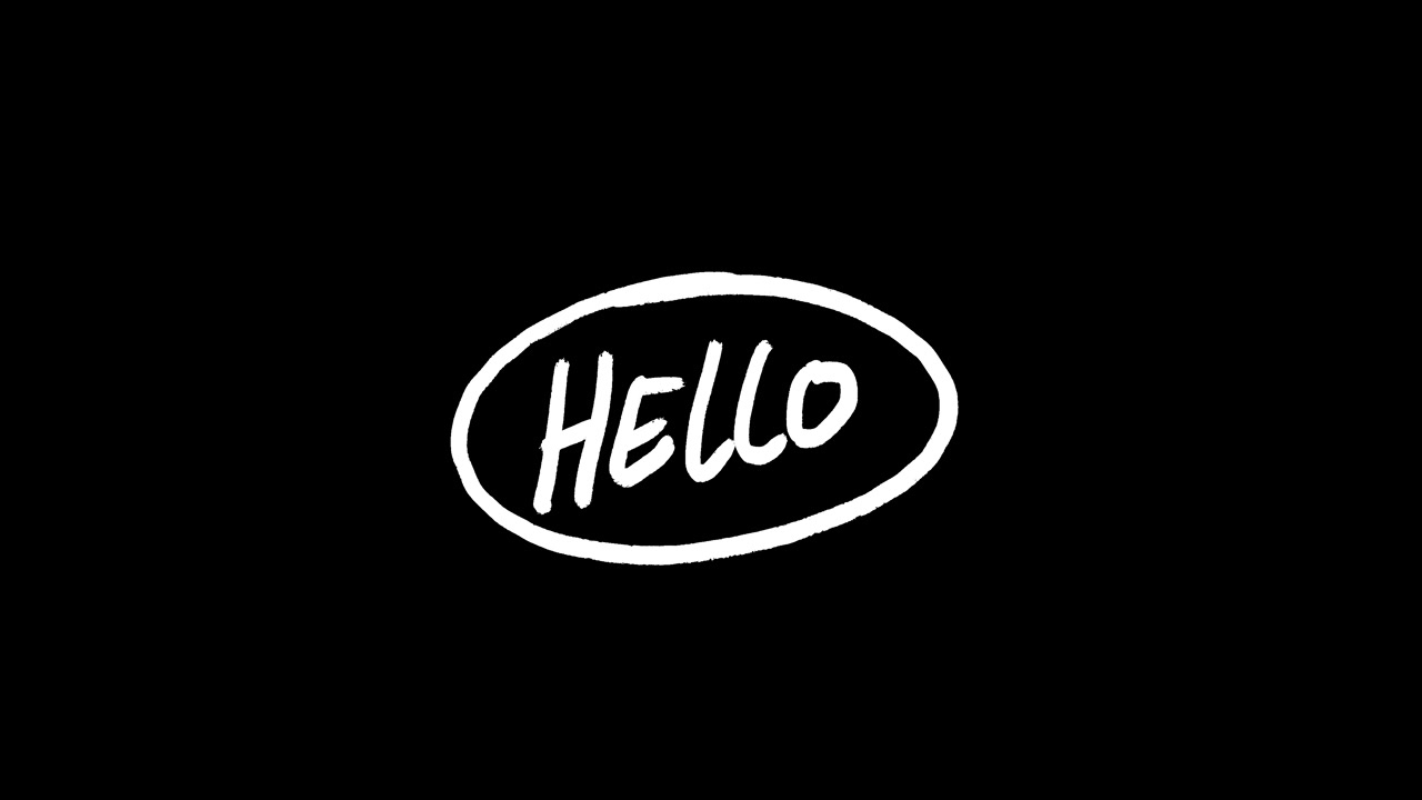 Handwritten Hello Text Inside an Oval on Black Background
