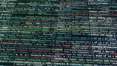 primer plano de un código de programación complejo