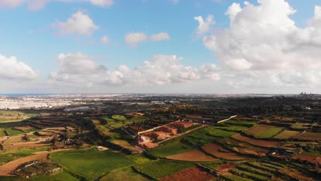 Aerial-drone-video-from-Malta,-Dwerja-and-inner-area-of-the-island-at-winter