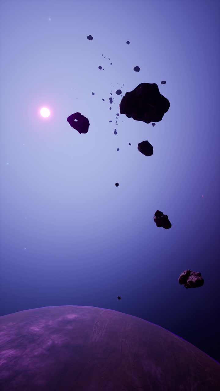 asteroides en el espacio cerca del planeta