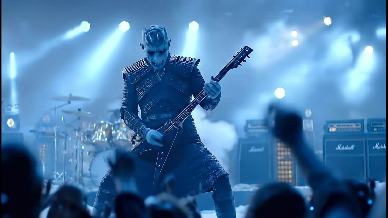 Night King esiintyy kitaralla livenä lavalla
