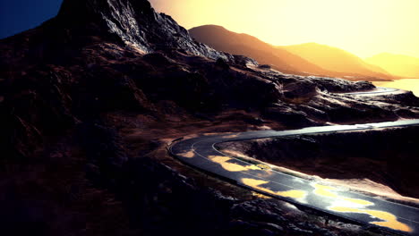 small road in the severe landscape of isle of skye
