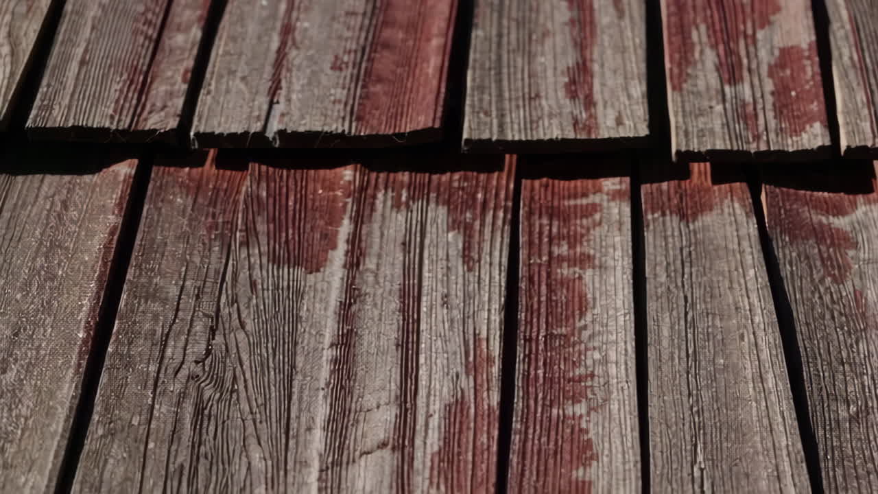 Weathered Wooden Shingles Texture with Faded Red Paint