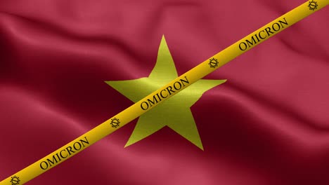 omicron variant and ban strip on vietnam flag - flag of vietnam