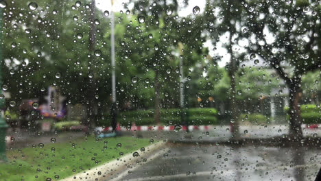 Rain-drops-on-window-glasses-surface