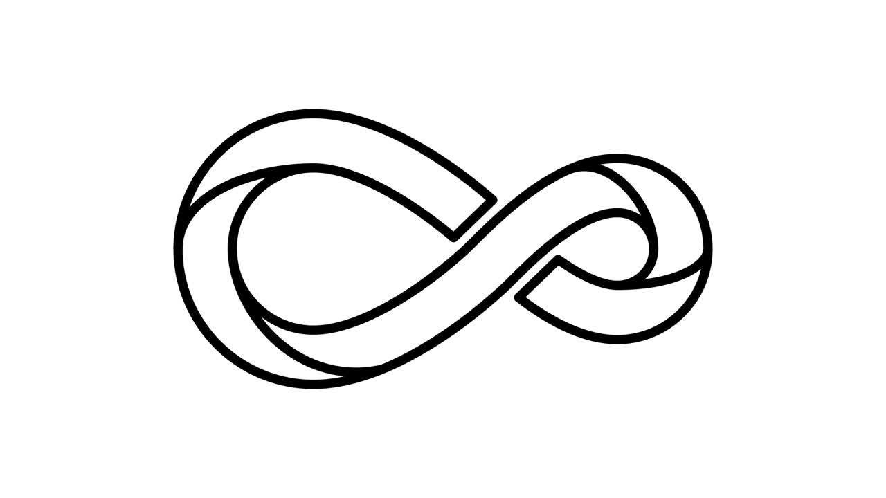 icono de bucle infinito animación gráficos de movimiento video de movimiento 4k ilustración de señal. esquema estilo doodle canal alfa