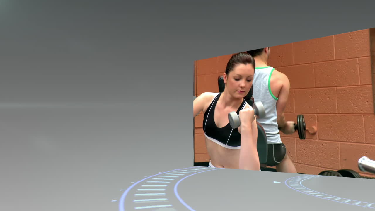 montaje de personas que trabajan en el gimnasio