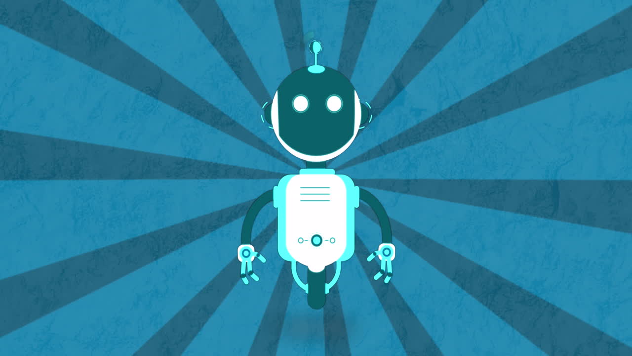Animation of ai chat bot over blue stripes background