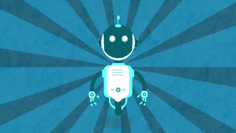 animation of ai chat bot over blue stripes background