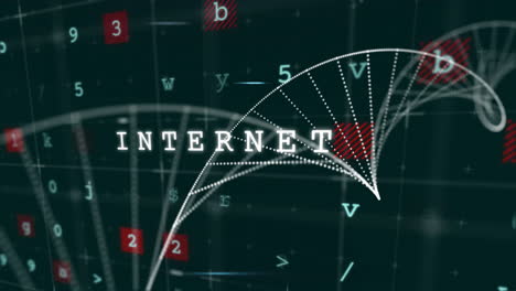 animación de procesamiento de texto y datos digitales en internet sobre un fondo abstracto con números