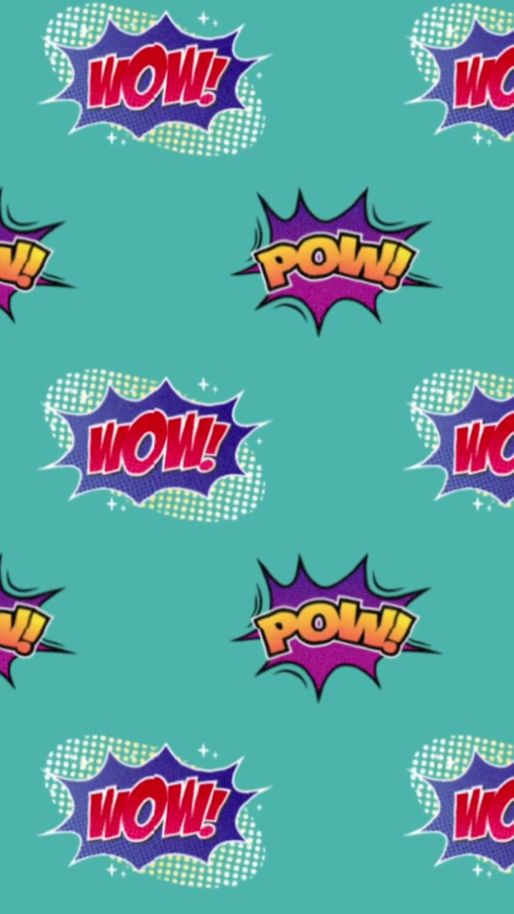 Animasjon av tegneserieboble over flere "wow"-tekster